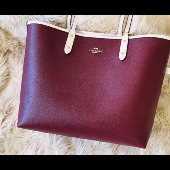 Coach Versible Banana/ Wine tote - Picture 2 of 3